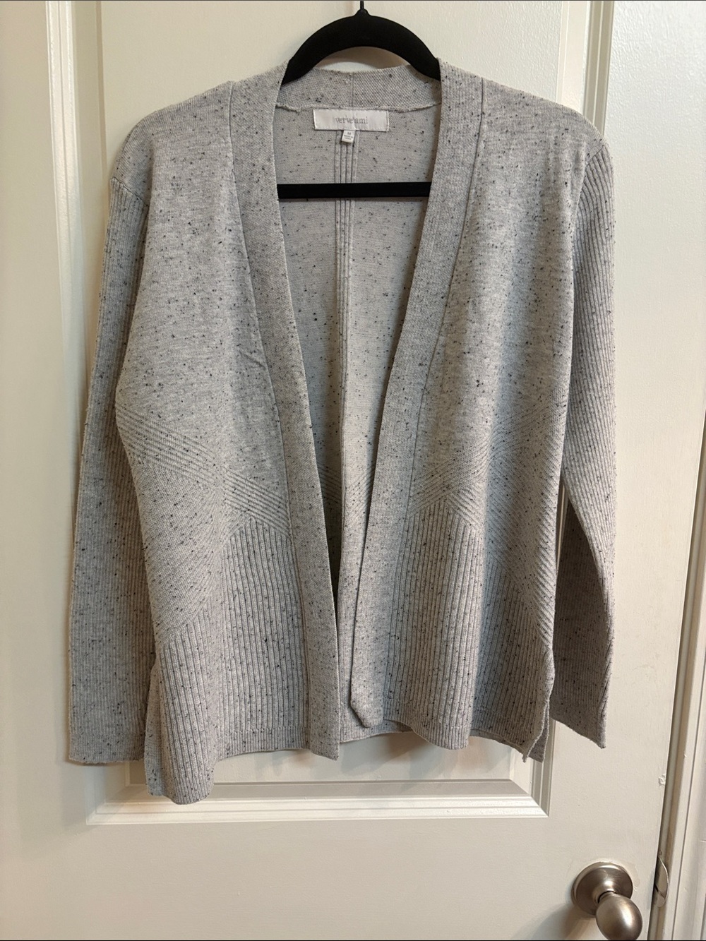Verve Ami Heather Light Gray Open-Front Cardigan